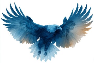 Fototapeta premium Majestic Blue Eagle in Flight with Detailed Feathers and Dynamic Wingspan