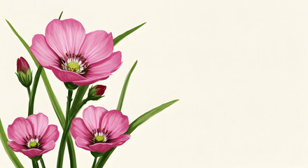 Fototapeta premium Pink flowers, Flowers, Blossom, Pink Flowers on White Background