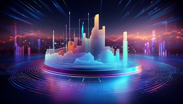 holographic interface with floating data and graphs