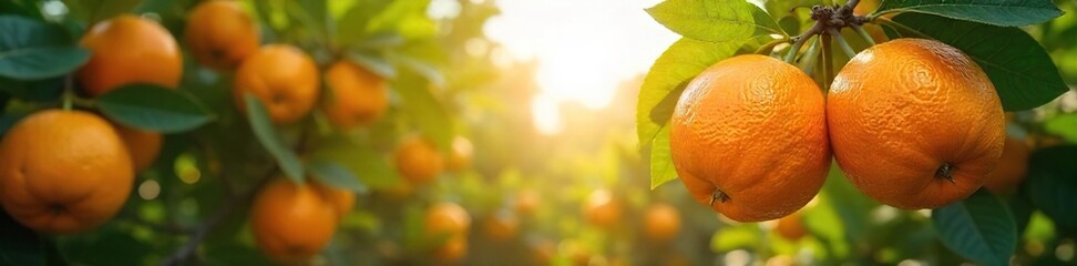 Sun-drenched grapefruit grove brimming with ripe, juicy fruit ready for harvest Golden citrus hanging heavy on the branches, a vibrant scene of abundance , orchard, juicy, fruit