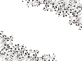 カスミソウのモノクロシルエットのフレーム