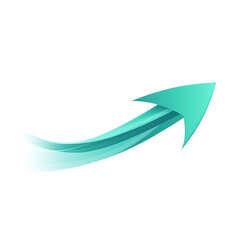 Modern Arrow with Dynamic Curves in Turquoise Color Isolated on Transparent Background