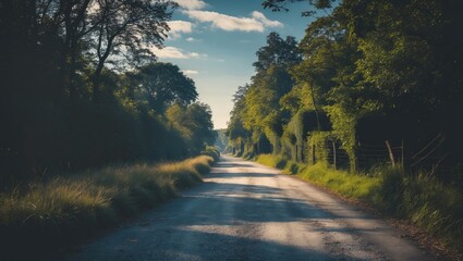 Obraz premium A Pathway Along A Way, On A Sunny Day. With Empty Copy Space For Text