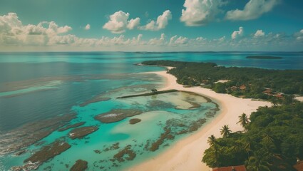 Obraz premium Aerial View From Island In The South with Empty Copy Space For Text