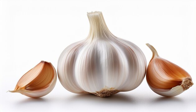 ripe creole garlic bulb isolated on a white background