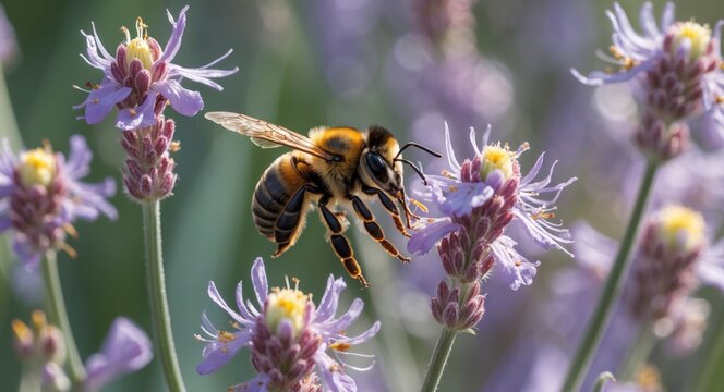 Bee in arrow weed flowers
