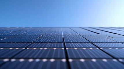 Solar Panel Field: Clean Energy, Blue Sky, Sustainable Technology