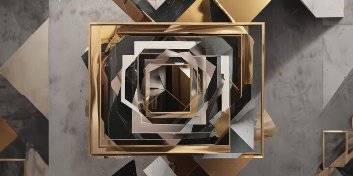 Abstract geometric photo collage, customizable frames, photography, clean, background