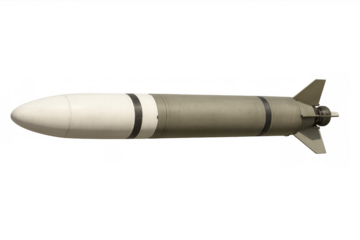 Military missile revealing intricate technical details, isolated on transparent background, highlighting aerospace engineering precision