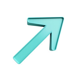 Modern Arrow with Smooth Transitions in Aquamarine Isolated on Transparent Background