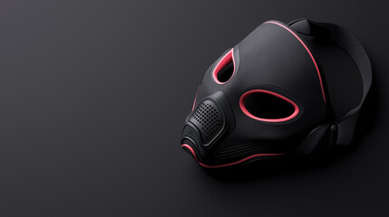 Futuristic black and pink breathing mask on dark background, ideal for tech products, games, or sci-fi concepts
