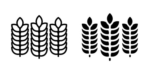 Farm wheat ears Icon set. Symbol isolated white background. vector illustration. color editable.