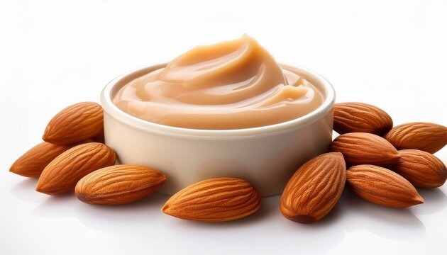 almond paste n a mixture of almonds and sugar similar to marzipan but with a higher almond content isolated on clear white background highly detailed