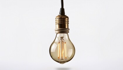 a hanging light bulb isolated on white background