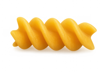 Spinning fusilli pasta on clean background, highlighting culinary design and italian cooking style with vibrant spiraled shape