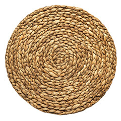 Modern Eco Straw Mat with a Natural Woven Texture Isolated on Transparent Background