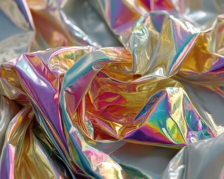 Tecido Iridiscente: Textura Abstrata com Reflexos de Luz