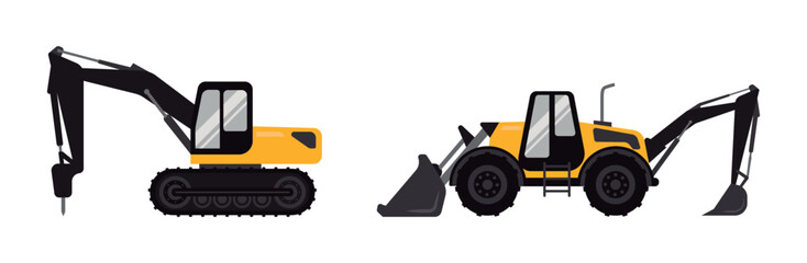 Excavator Black Icon Collection