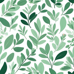 Leaves pattern nature flat vector pattern of [Sage], vibrant green tones, clean minimal design, white background, soft shadows, vector style