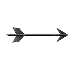 Sleek Arrow with Soft Diffused Shadows in Charcoal Isolated on Transparent Background