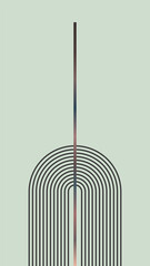 Abstract geometric design with curved parallel lines forming an arch and a vertical gradient stripe on a textured background. Modern, minimalist, and stylish for decor and branding.