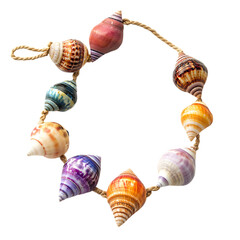 Playful Shell Anklet with a Series of Colorful Natu Isolated on Transparent Background