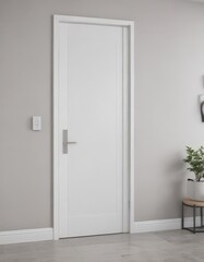 Modern white interior door, sleek handle closed ,  object photography,  clean,  interior architecture