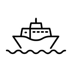 Obraz premium Simple line drawing of a ship sailing on water with waves in a minimalist style design element