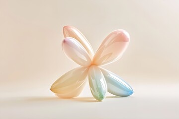 Naklejka premium Rainbow-accented balloon dog sculpture on pastel ivory seamless