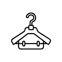 Simple outline drawing of a clothes hanger with a rectangular shape at the bottom section design