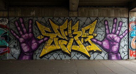 Vibrant Graffiti Art on Concrete Wall, Colorful Urban Street Art. Displaying artistic expression