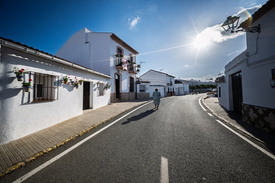Quiet stroll along El Madroño streets in Seville, Spain