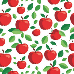 Red apples and leaves repeating pattern