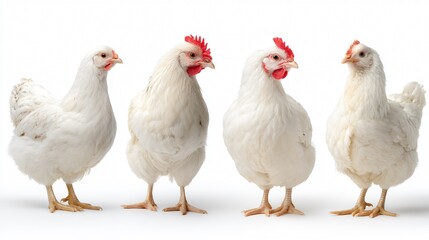 Fototapeta premium Elegant White Chicken Collection Portrait Standing Profile