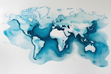 Map of the world with oceans and seas.