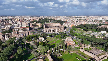 Rome Skyline At Rome In Lazio Italy. Cultural Heritage. Beautiful Cityscape. Rome Skyline At Rome In Lazio Italy. Medieval Landscape. Archeology History. Italy Skyline.