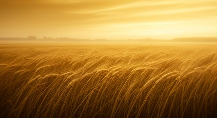 Fototapeta premium Golden Wheat Field at Sunset Serene Rural Landscape Photography