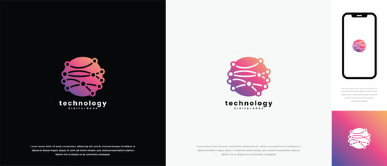 Global technology logo design vector concept. Global technology connection logo icon.