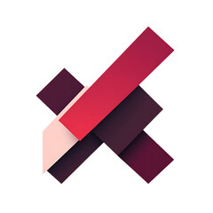 Abstract Arrow with Overlapping Layers in Burgundy Isolated on Transparent Background