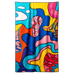 Playful Beach Towel with Oversized Vibrant Doodle P Isolated on Transparent Background