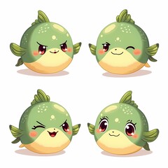 Cartoon Fish with Different Emotions