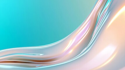 Obraz premium Abstract Flowing Lines with Teal and Pastel Colors for Backgrounds