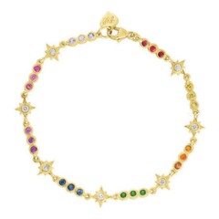 Rainbow Sapphire and Diamond Star Bracelet