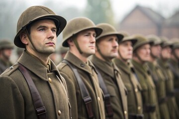 Fototapeta premium World War II Soldier Company A Vintage Photo