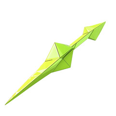 Futuristic Arrow with Angular Facets in Electric Light Isolated on Transparent Background
