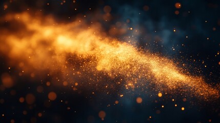 Fototapeta premium Golden Dust Explosion in Dark Space