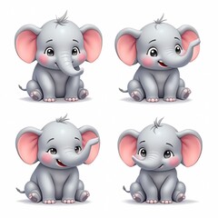 Cartoon Elephant Illustration Set