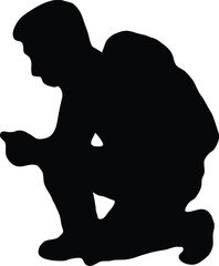 Man Exploring Mountains Silhouette