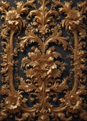 Intricate, gilded floral design, baroque style, antique, elegant