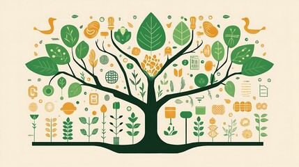 Green Life Tree with Ecology Concept.